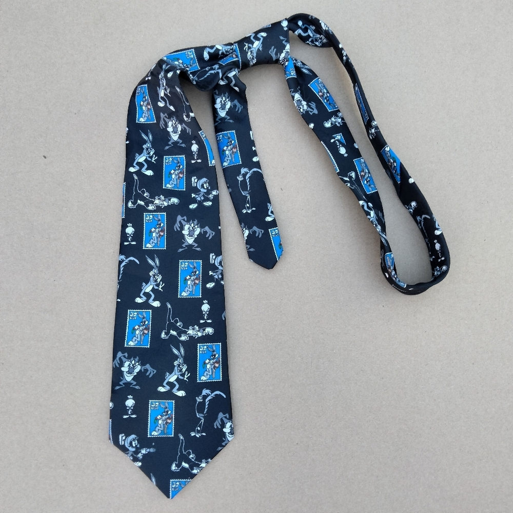 Vintage 1997 Looney Tunes Stamp Collection Men’s Neck Tie by Warner Bros